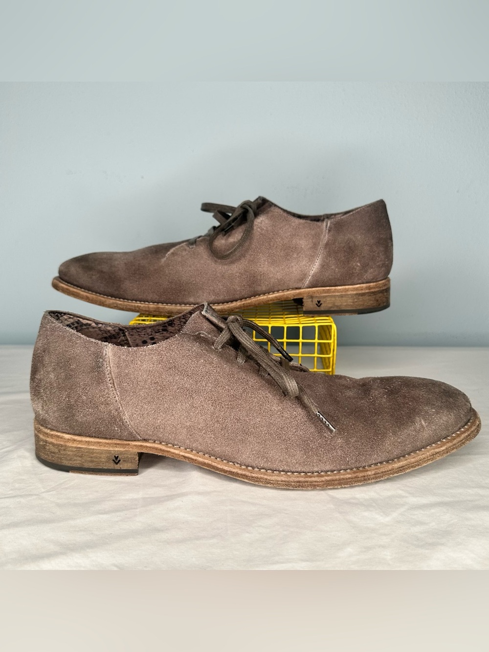 John Varvatos Men's Grey Suede Oxford Shoes